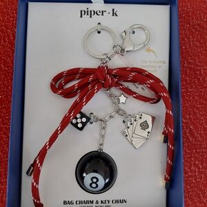 Piper K Lucky Charm Keychain with Red Accents